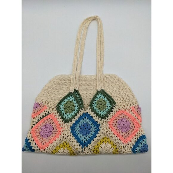 URBAN ORIGINALS Large Sunflower crochet handmade women's tote bag -MULTICOLOR - Picture 9 of 9